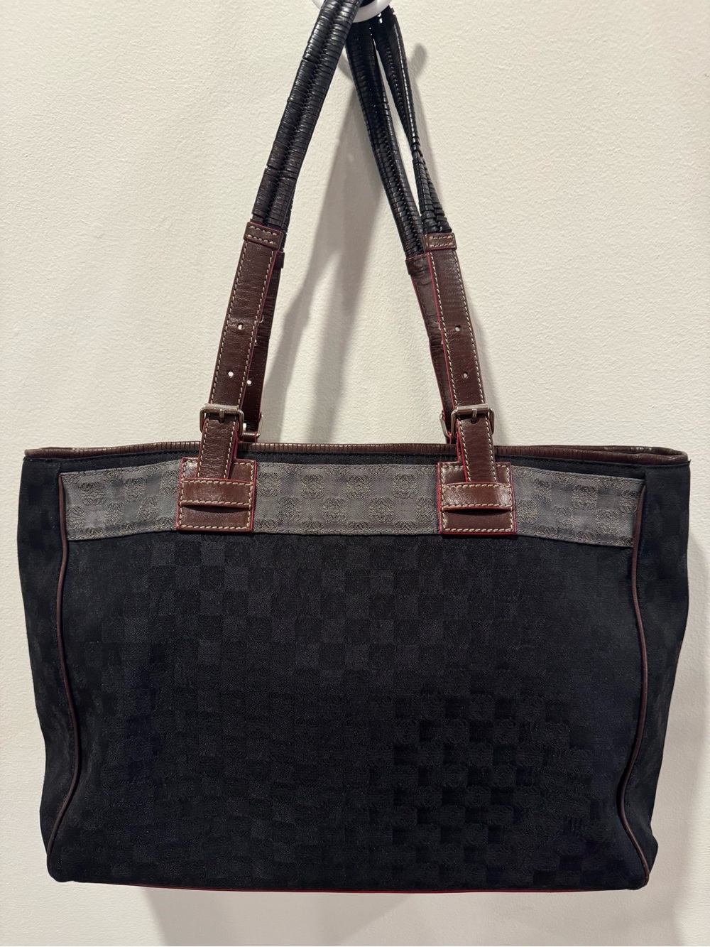 Loewe Anagram Jacquard Canvas & Leather Large Tote Bag